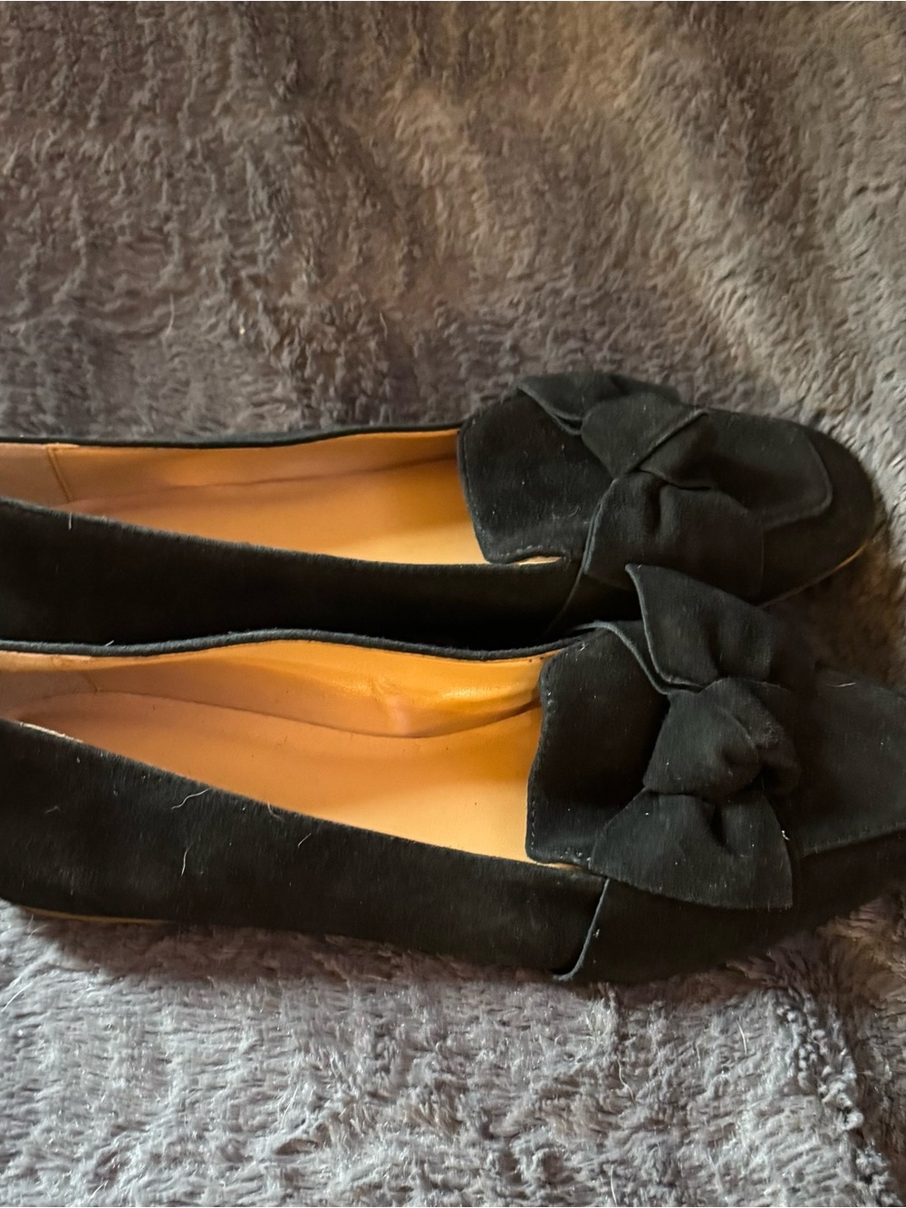 Black Bow Suede Women's Flats
